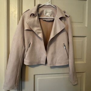 Anthropologie Light Pink faux suede moto jacket
